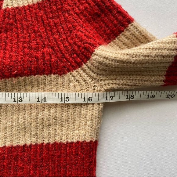 American Eagle Red/ Tan Rugby Stripe Slim Cardigan Size Extra Small - Picture 14 of 15